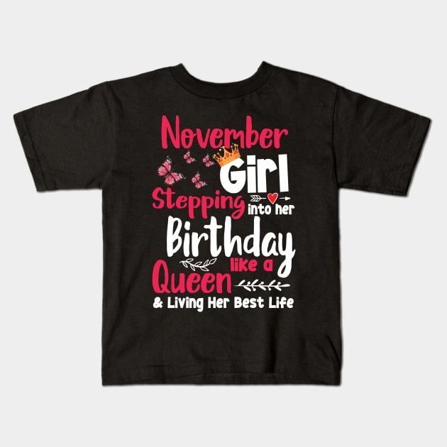 November Girl Stepping Kids T-Shirt by Riyadkhandaker